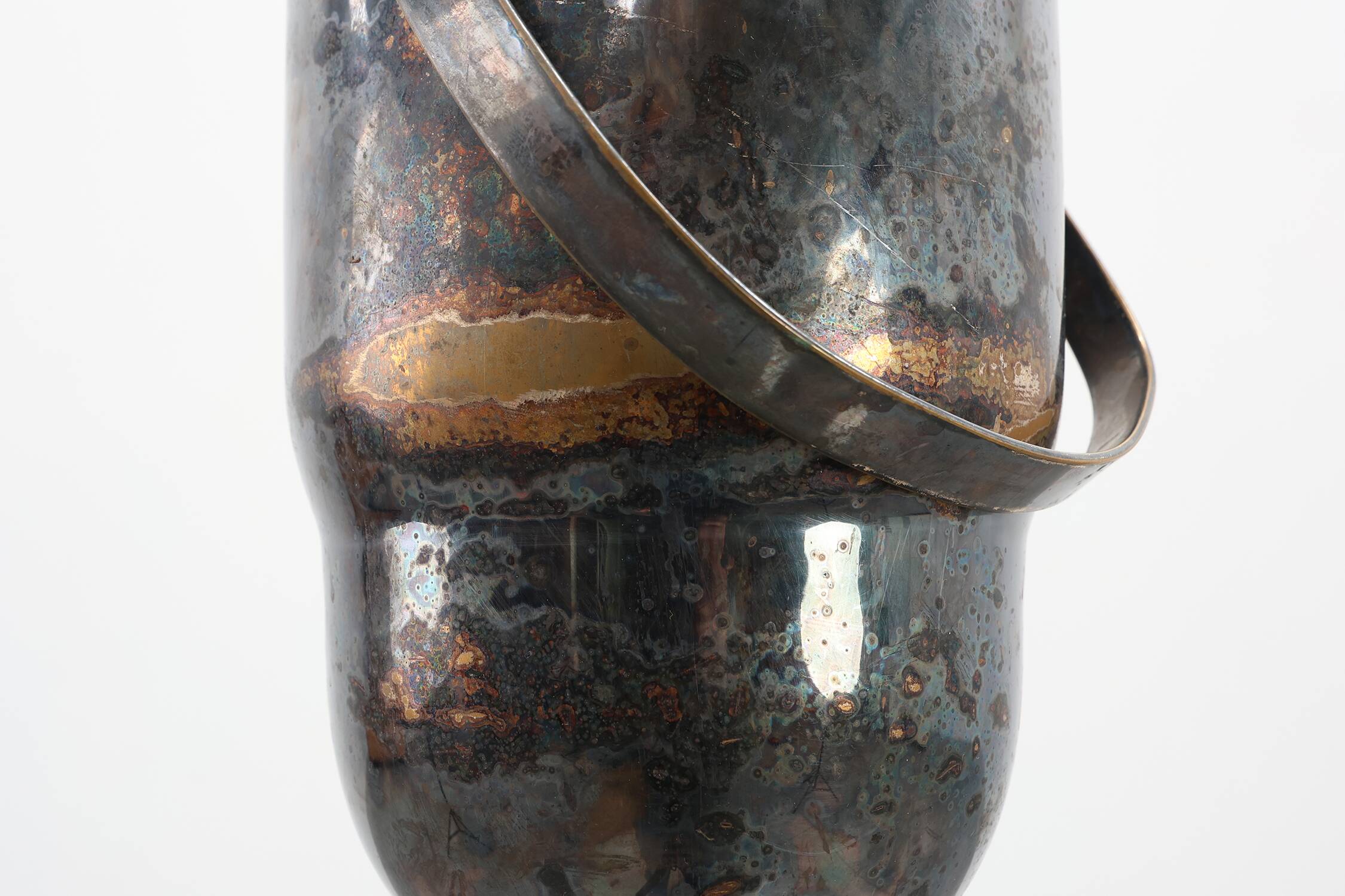 Art Deco silvered copper Champagne bucket on stand, France 1910