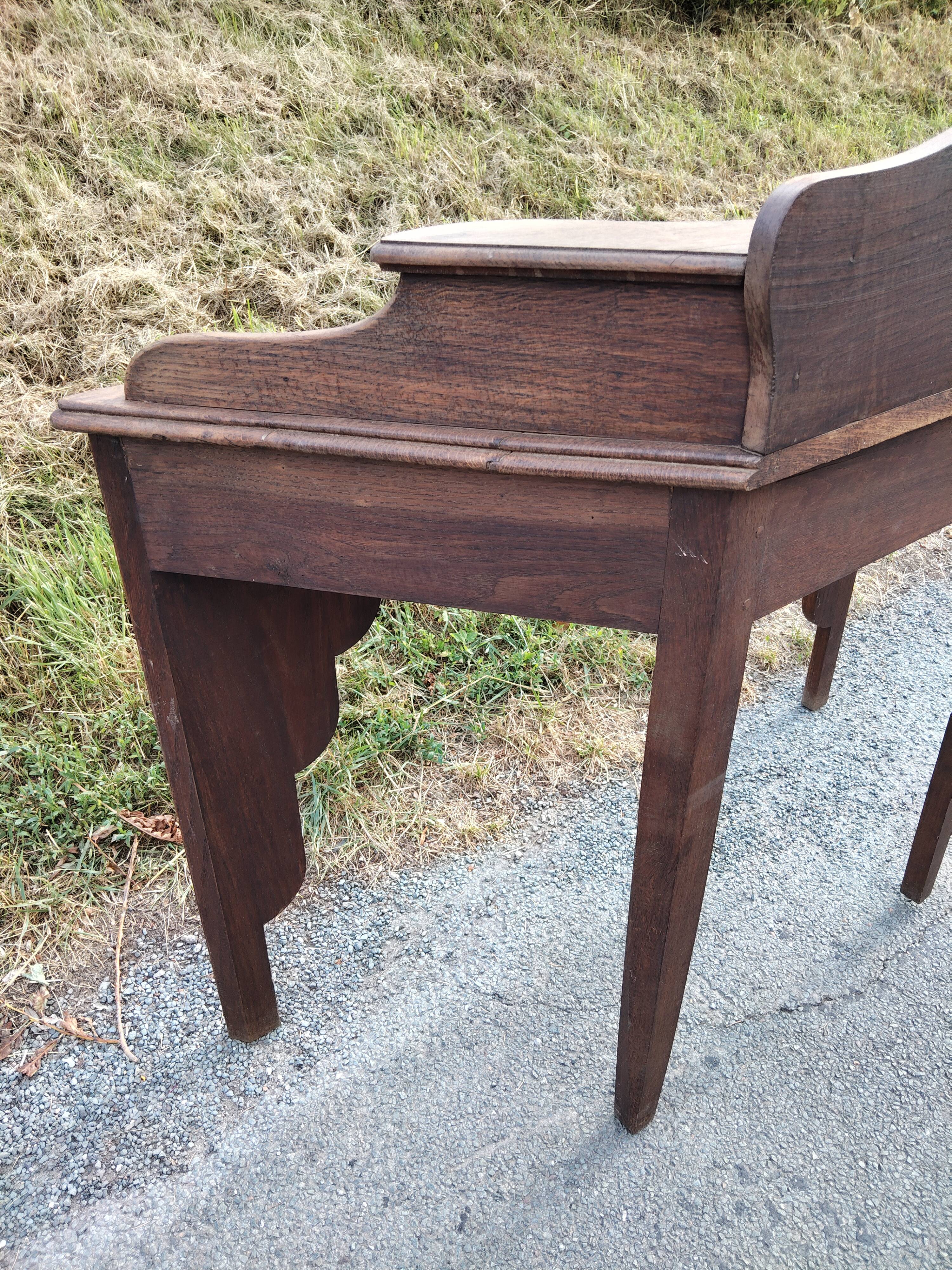 bureau d'angle Art Déco en chêne massif – 120 cm – années 1930