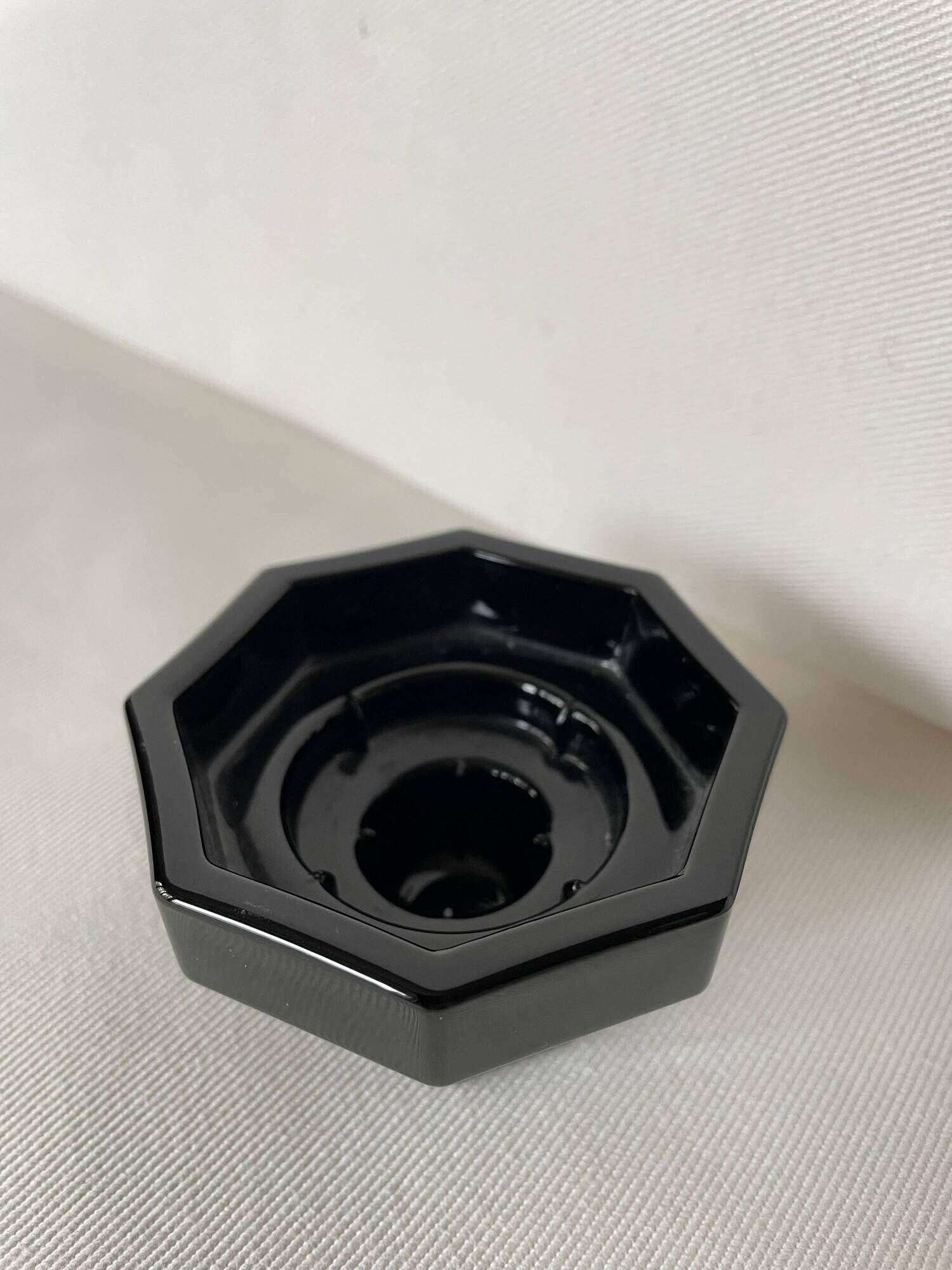Bougeoir octogonal en verre noir Arcoroc France