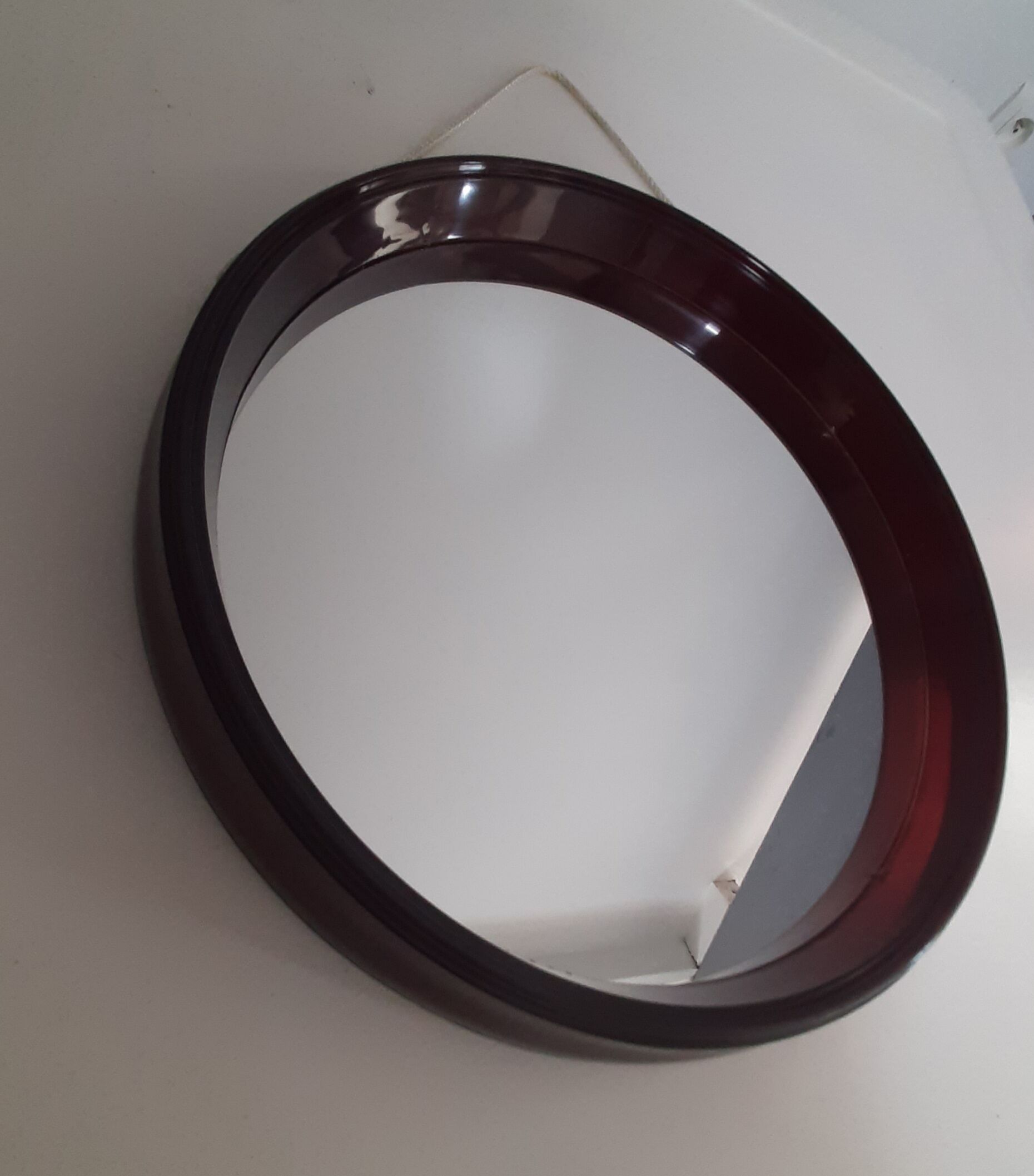 round mirror in smoked plexiglass 70s