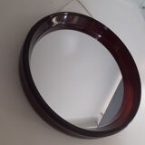 round mirror in smoked plexiglass 70s
