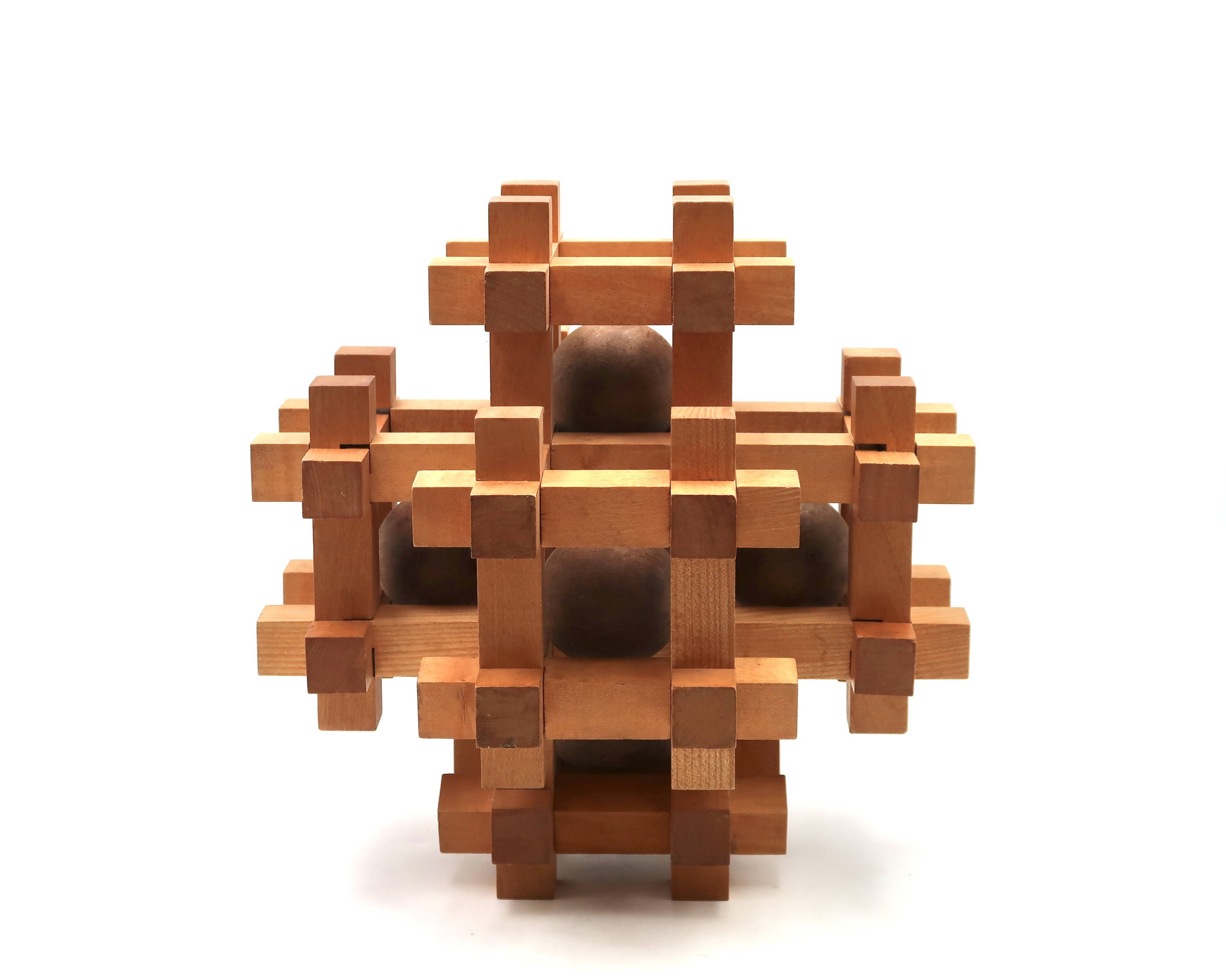 Japanese wooden puzzle sculpture by Sori Yanagi for Kumiki from the 1970s.
