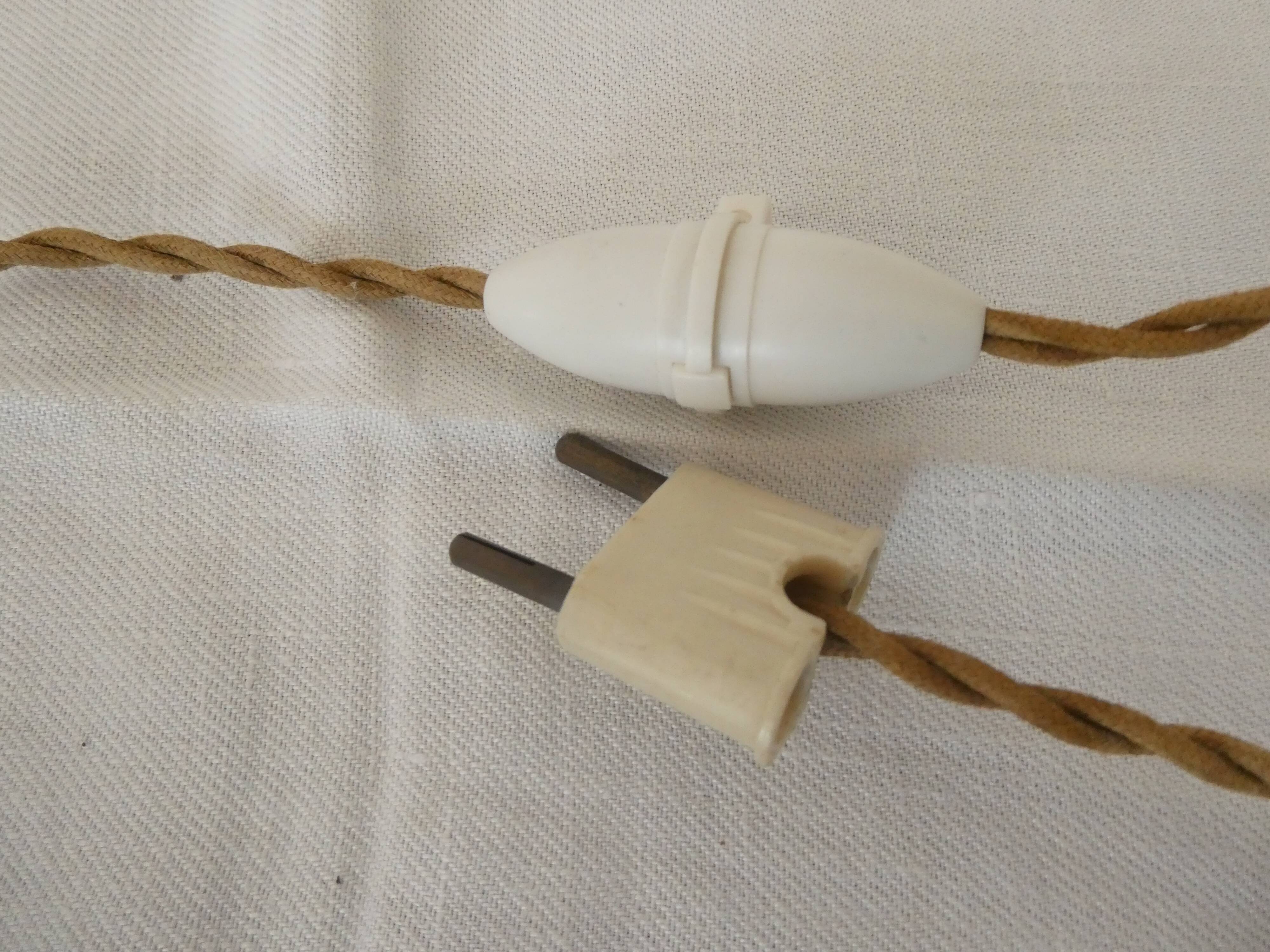 Cream cracked ceramic lamp base in Scandinavian style.