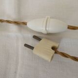 Cream cracked ceramic lamp base in Scandinavian style.