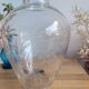 Vase en verre ciselé décor floral