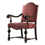 Vintage 19th century Danish Baroque oak armchair - Louis XV style