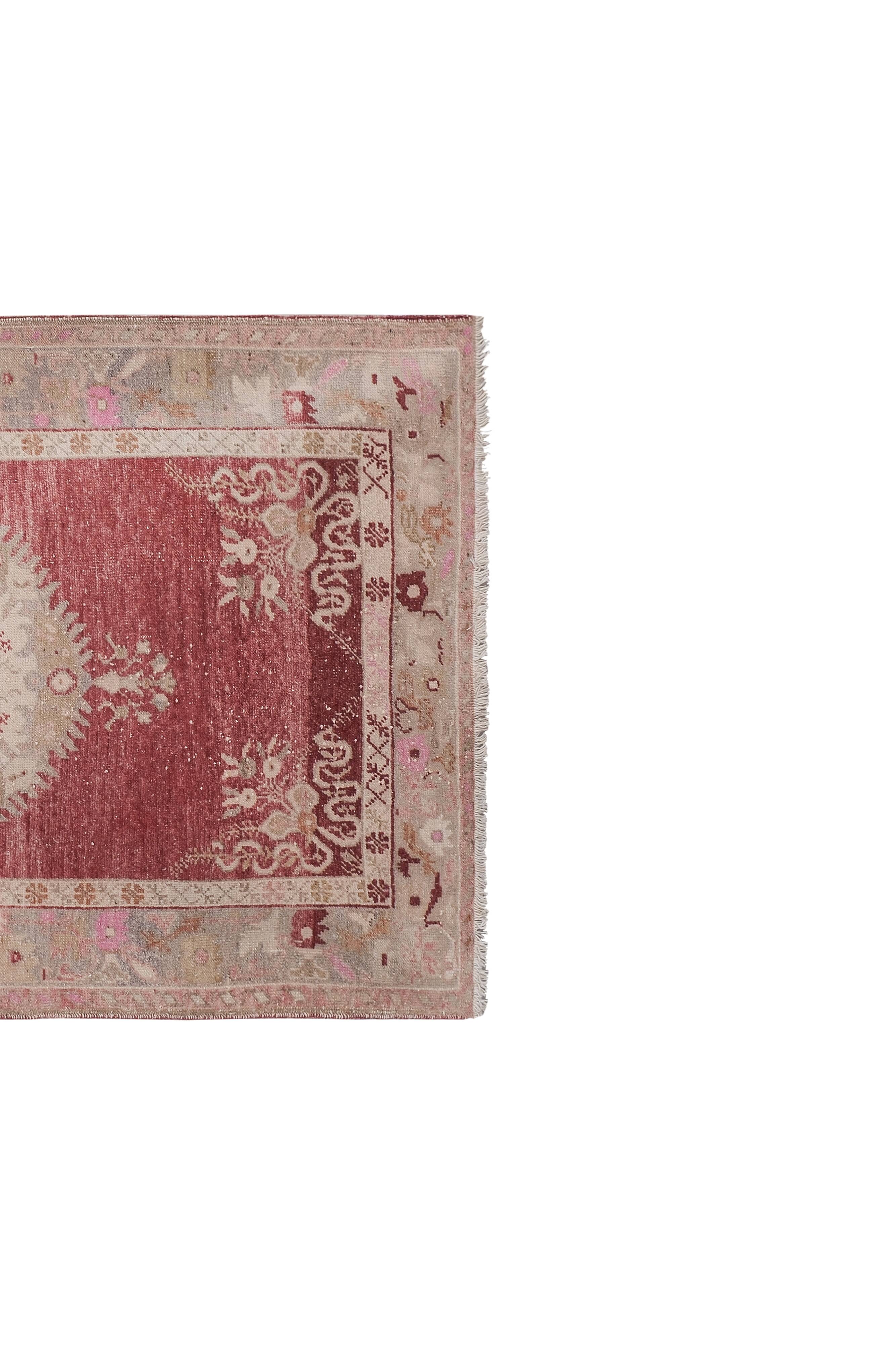 Vintage Turkish Oushak Rug Handwoven 113x207 cm