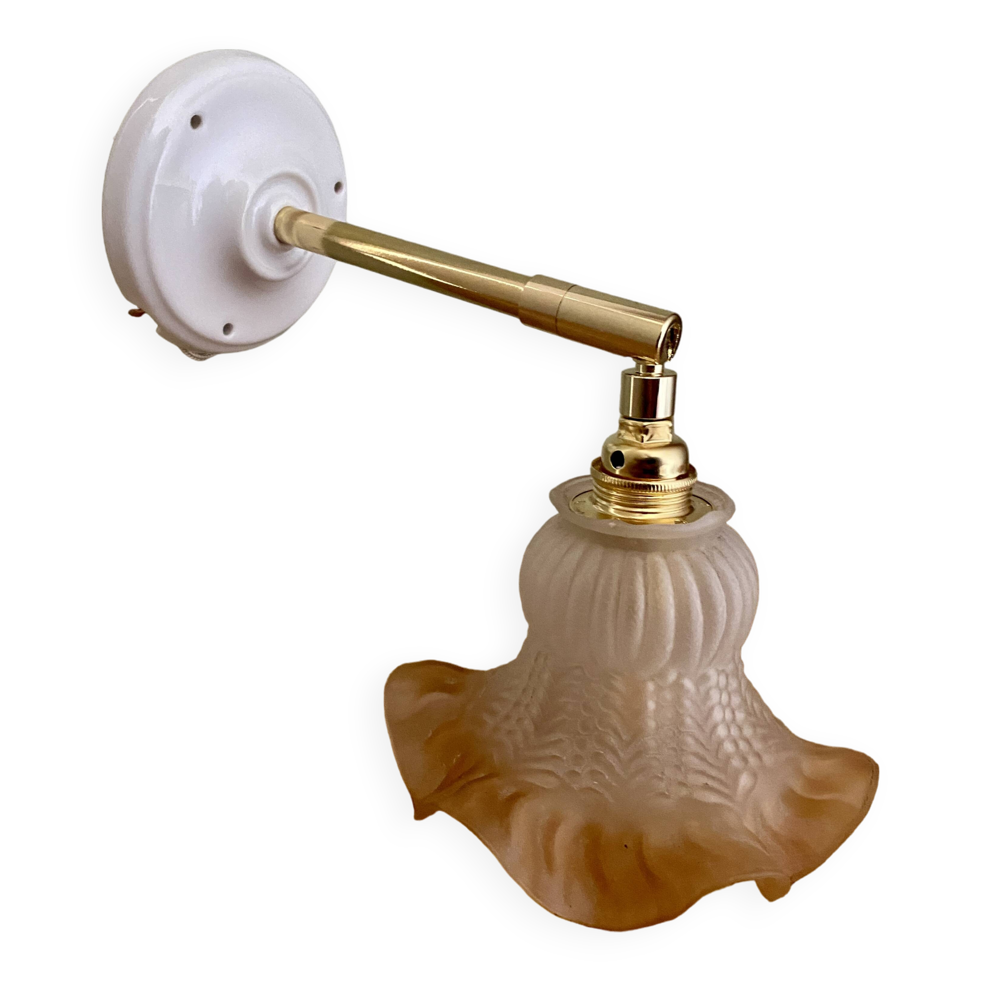 Vintage frosted glass tulip wall lamp