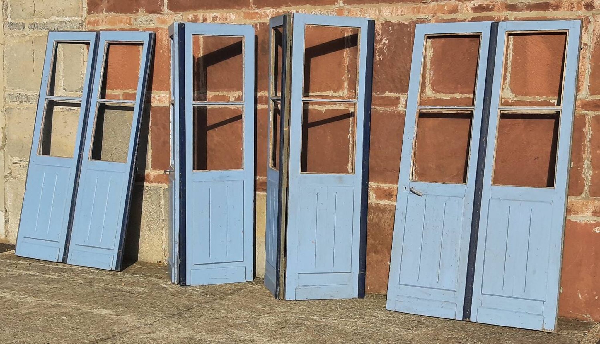 Portes doubles, deux battants, bois massif (Lot de 4)