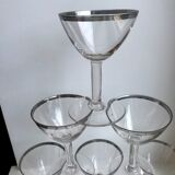 Set of 8 wine glasses with silver edging 50s
