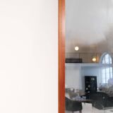 Mid-century modern sculptural wall mirror, teak, crystal glass, Glas & Trä, 1960s