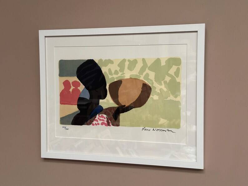 Original Swedish Color Lithograph – “Woman” by Lars Norrman – Signed