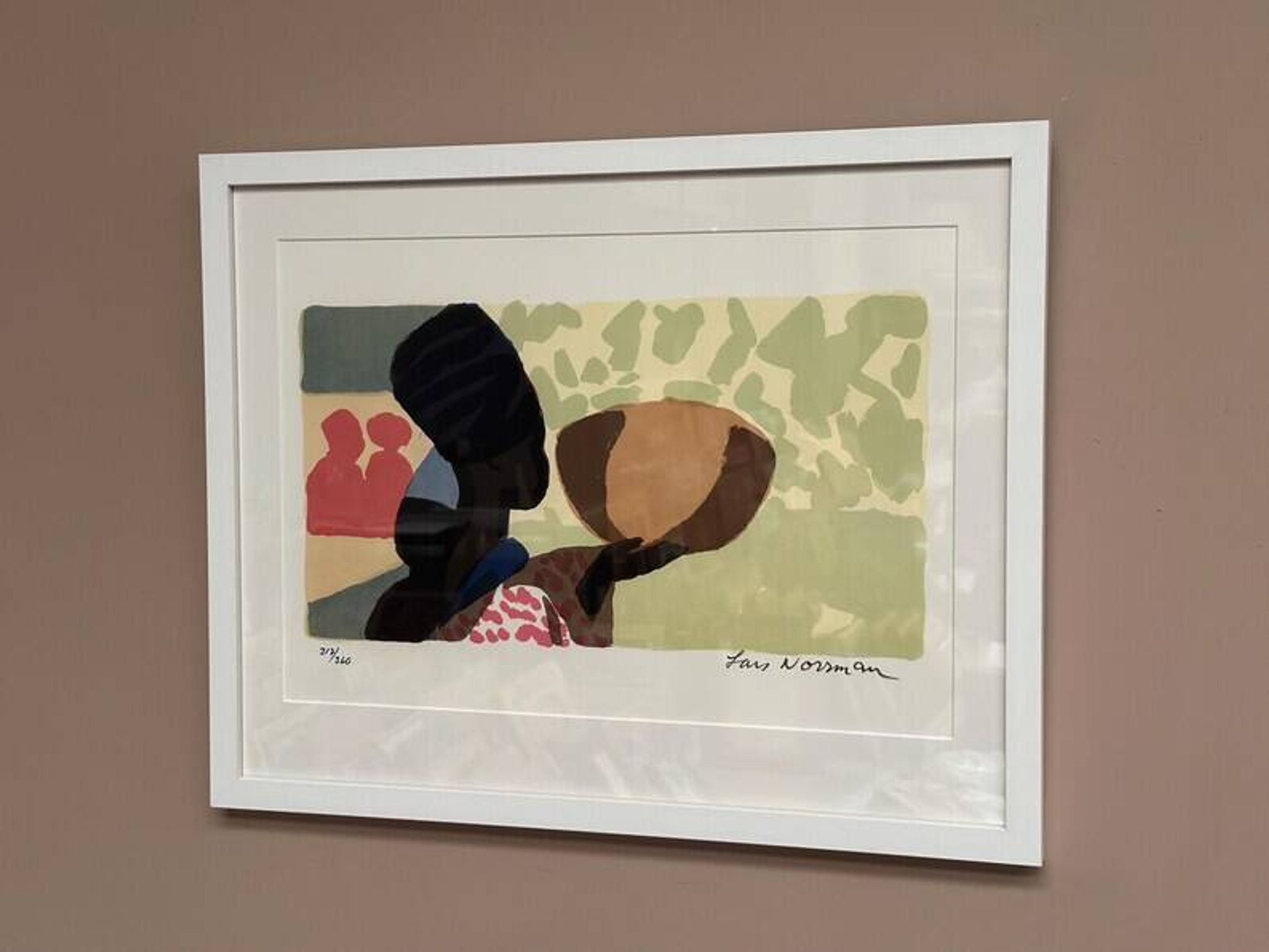 Original Swedish Color Lithograph – “Woman” by Lars Norrman – Signed