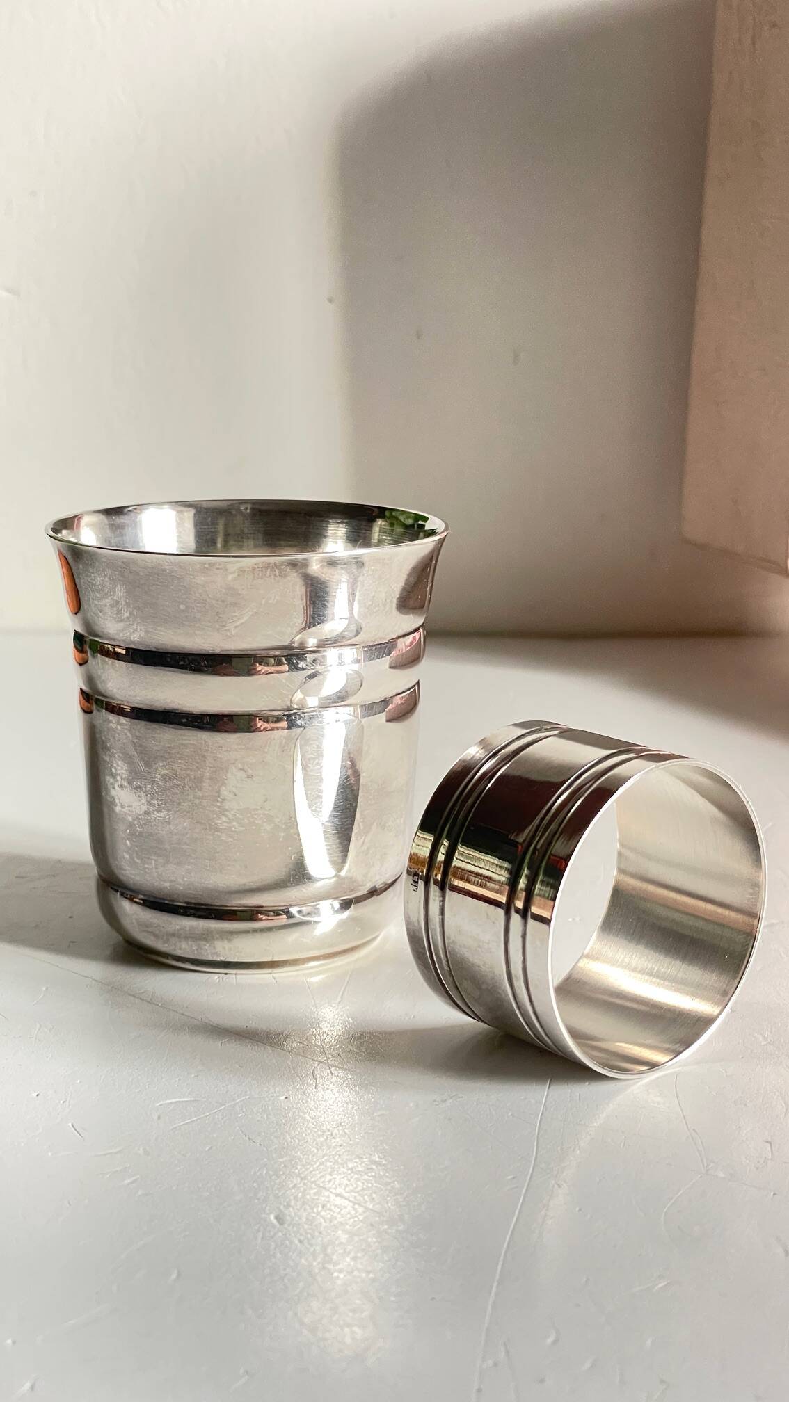 Silver-plated glass and napkin ring by UDNER