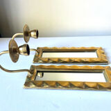 Paire de bougeoirs appliques art déco vintage en laiton