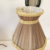 Varnished alabaster lamp, new fabric cable, mesh lampshade
