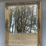vintage beveled mirror in rectangular shape stucco and gilded wood in Louis XV baroque style
