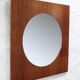 Large teak wooden mirror, round with a square frame, 1960s.