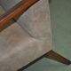 Pair of Cesky Nabytek armchairs from the 1950s in brown leather with a wooden structure in Mid-Century style.