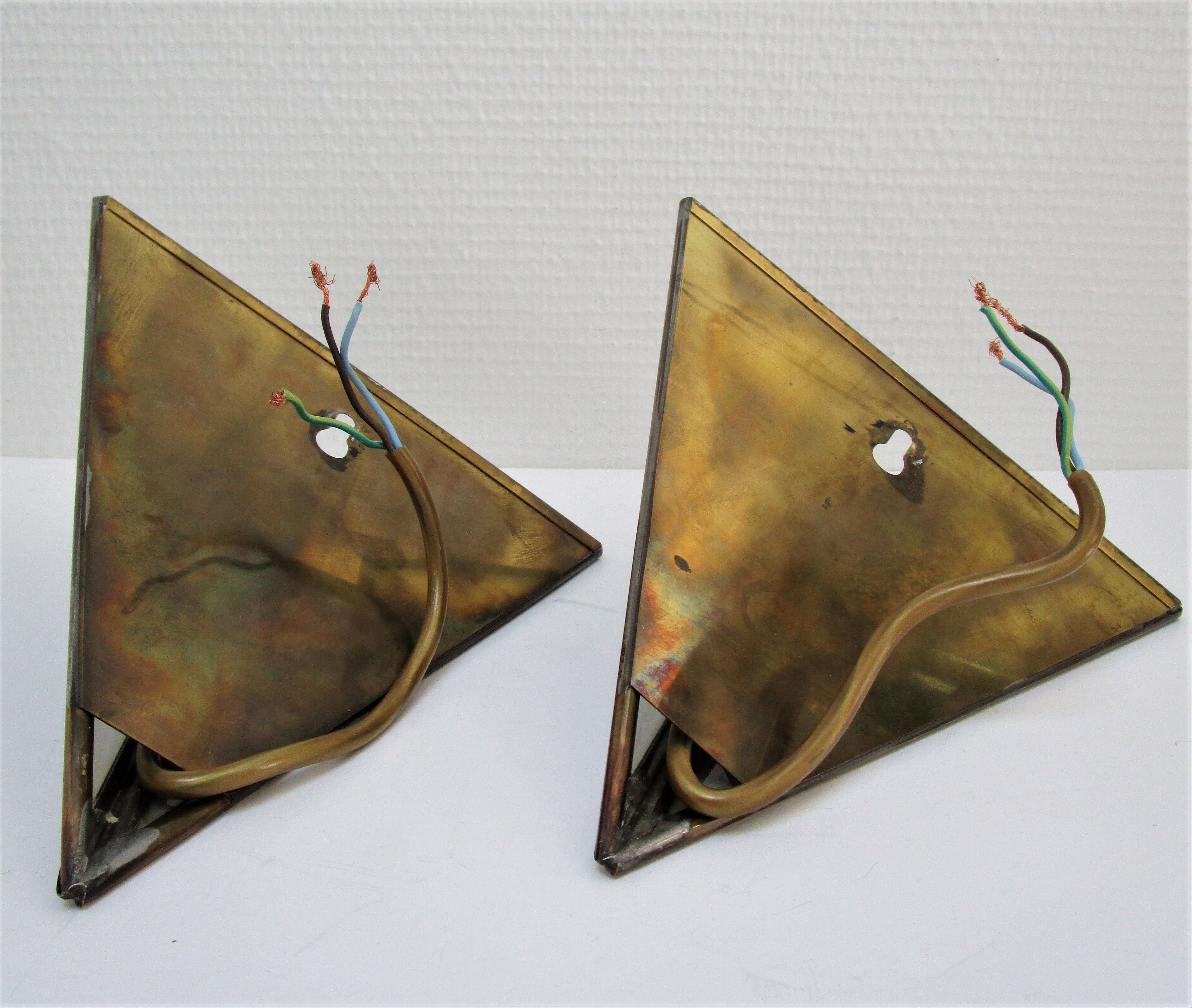 Paire d'appliques en laiton et verre design