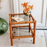 Rattan and smoked glass table