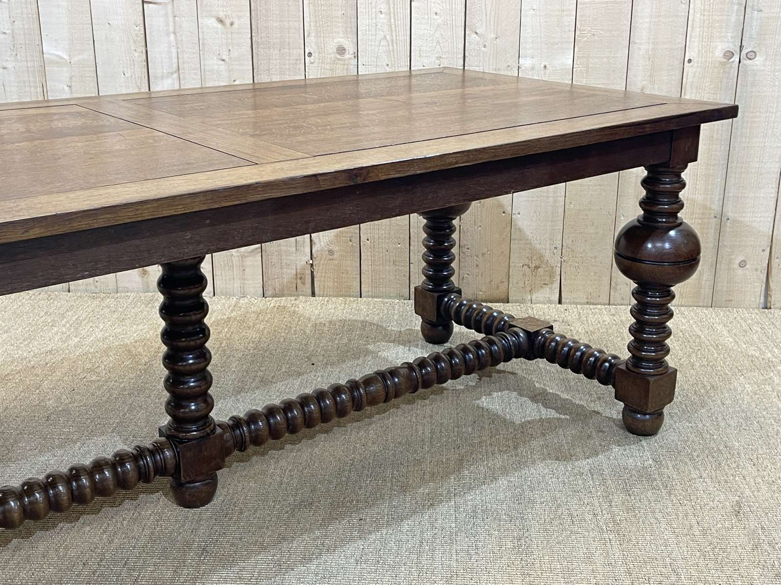 Oak monastery table with turned legs from the 1930s