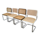 Set of 4 vintage cesca dining chairs / 2 brown 2 white / cane seat mid-century
