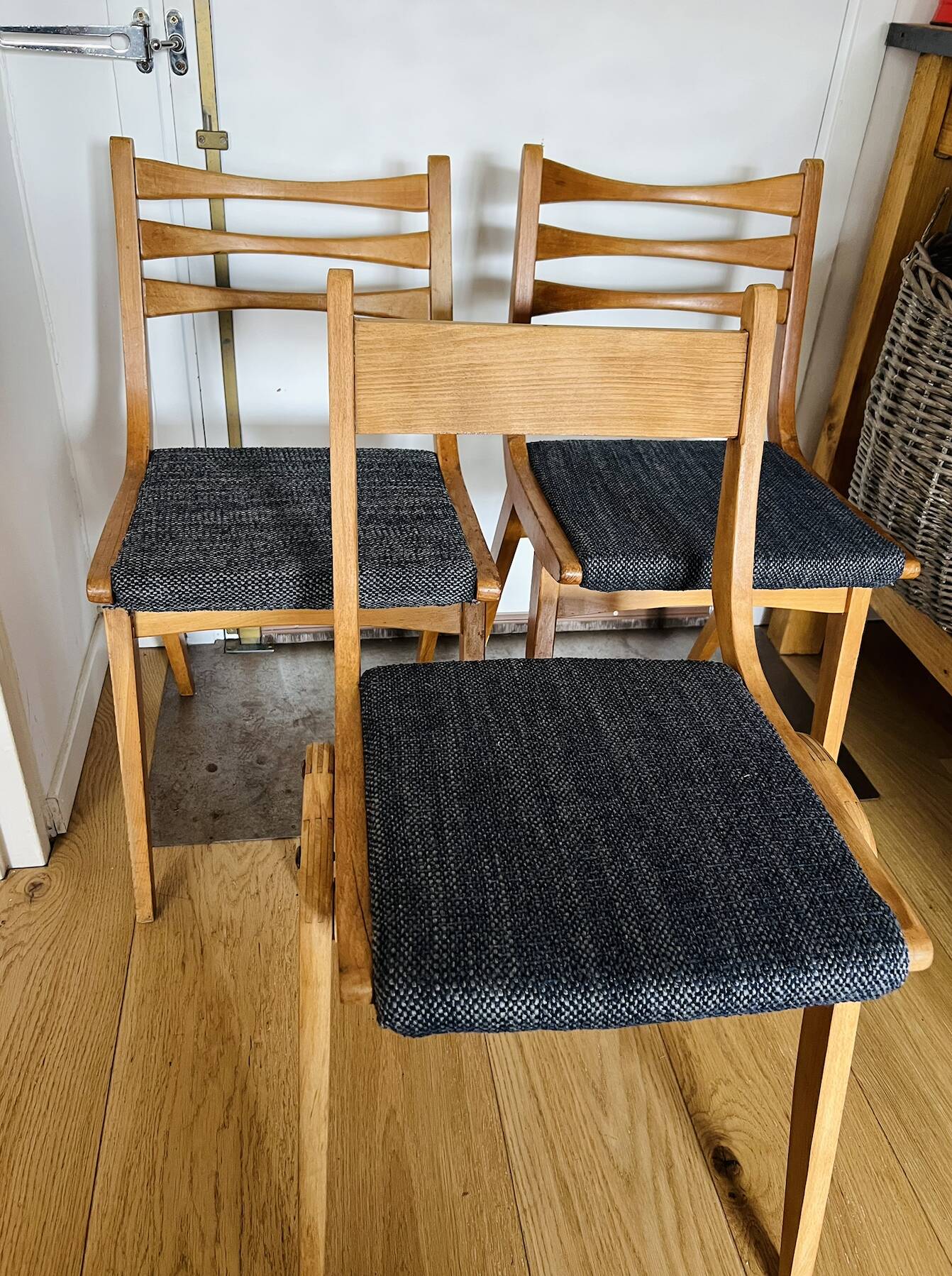 (Lot) 3 Compass Leg Chairs 1960s Scandinavian