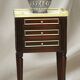 Pair of Nightstands Mahogany White Carrara Marble Louis XVI Style