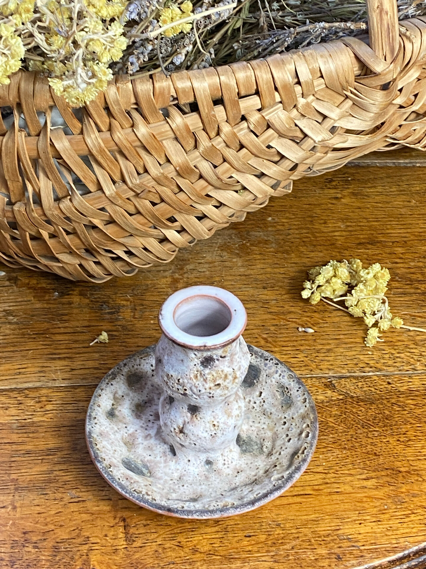 Bougeoir en céramique, écume de mer, Vallauris