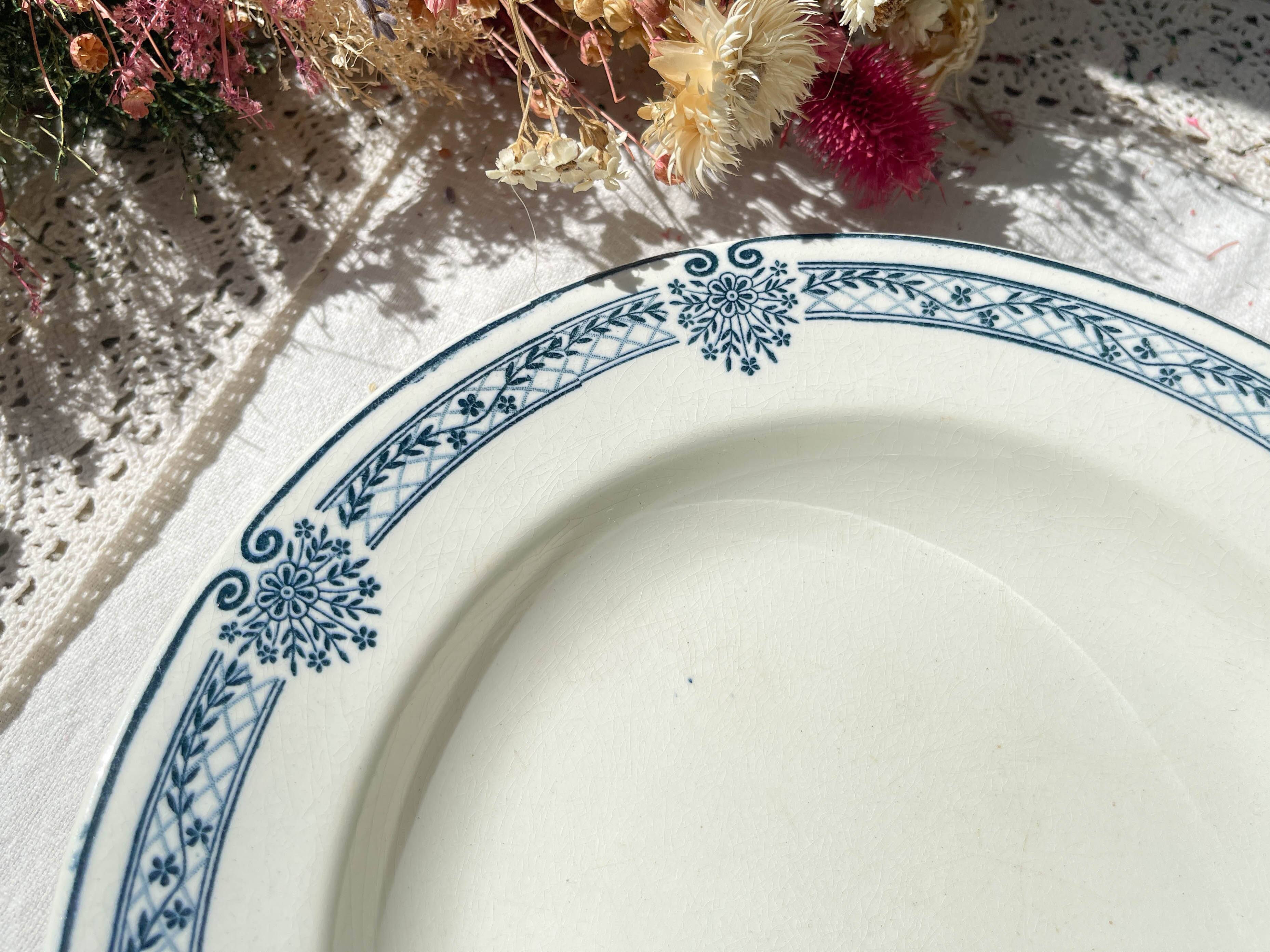 5 Deep plates in blue ironstone Salins, Arbois Ennege model