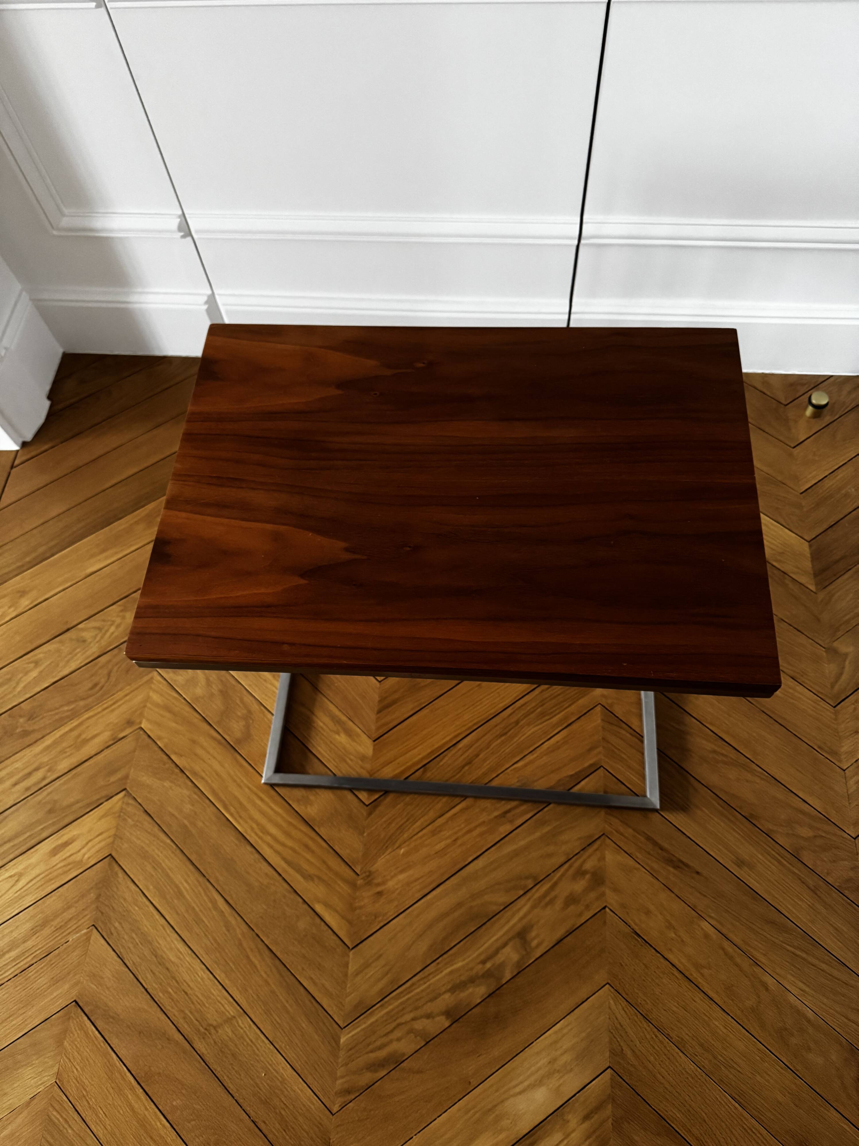 Art Deco wood and metal side table