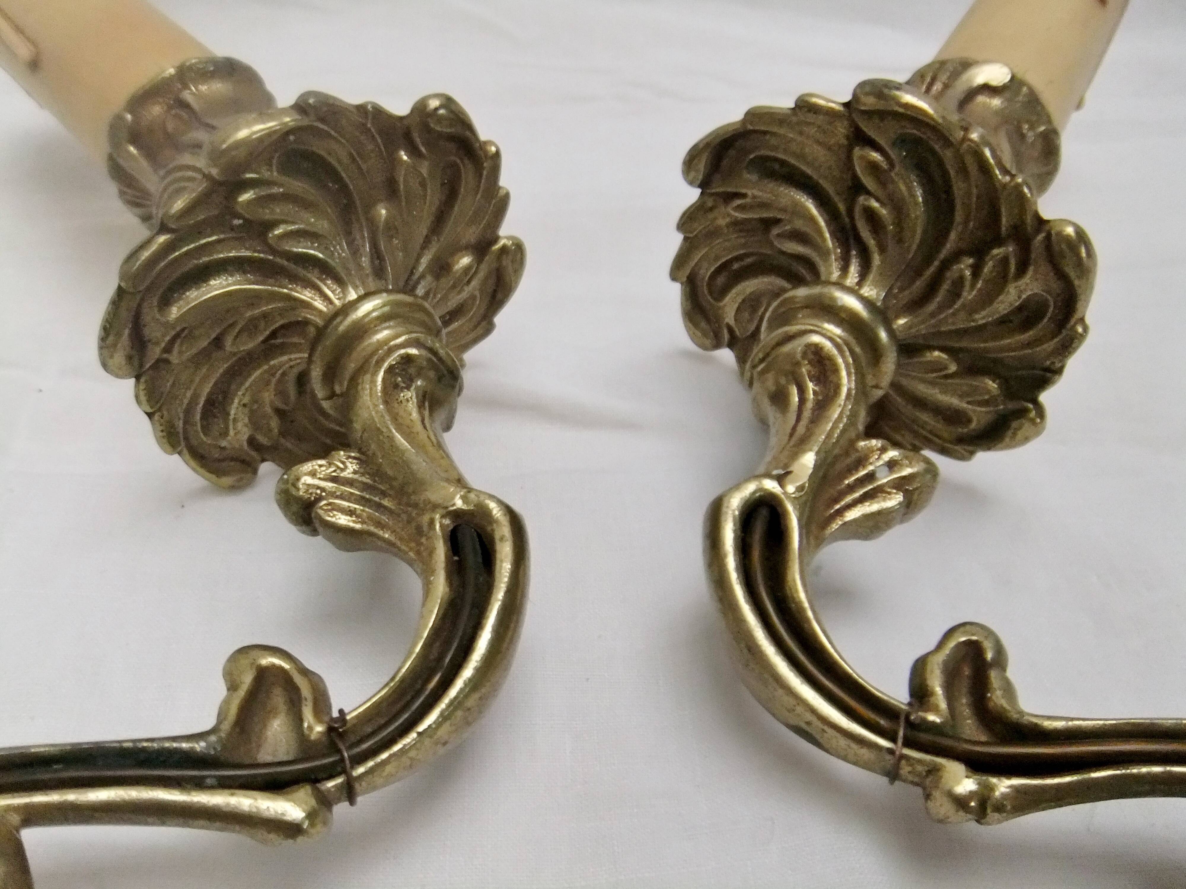Wall light pair solid bronze Registered Model candle holder