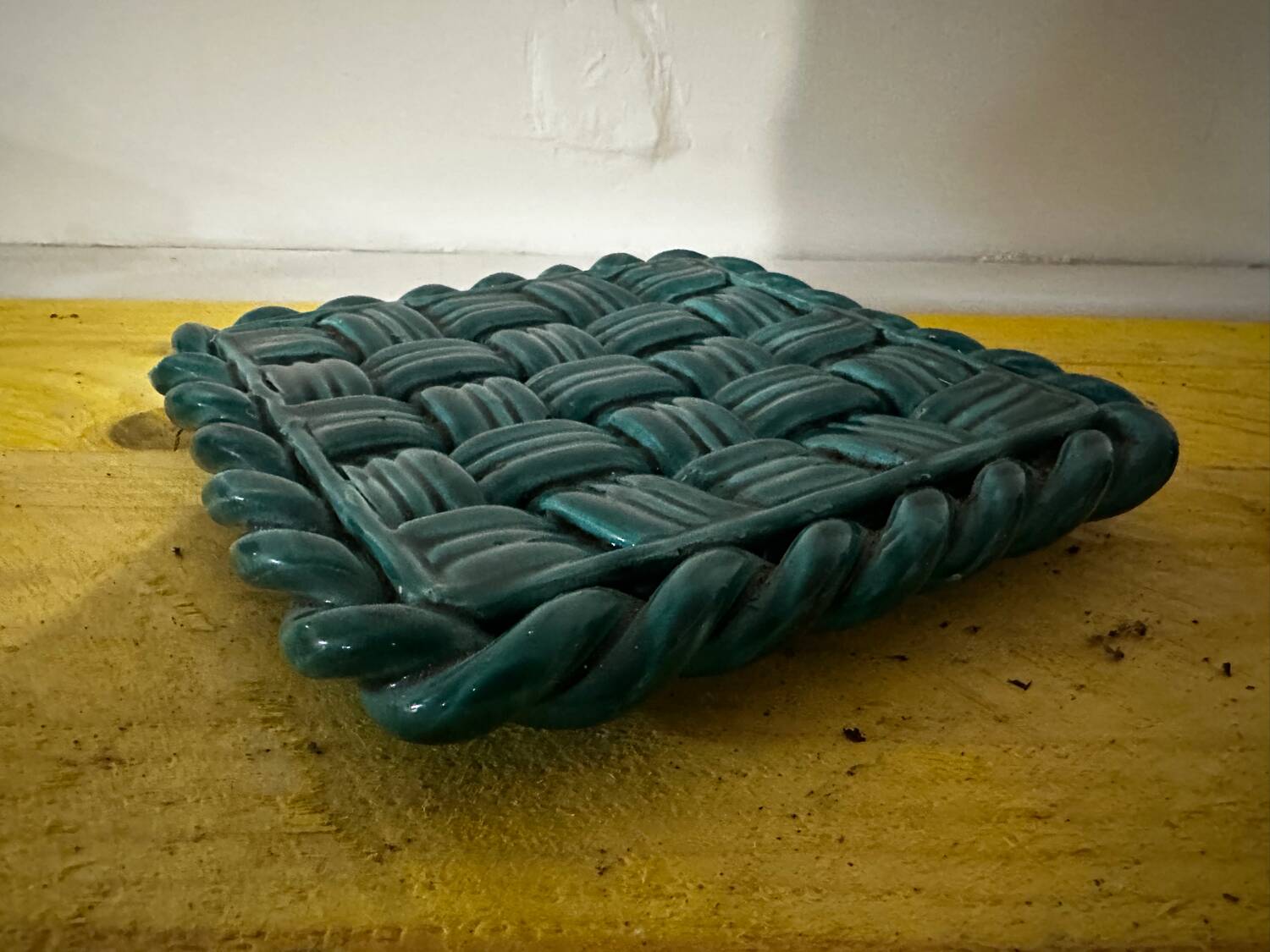 Woven ceramic trivet from Vallauris in the Massier style.