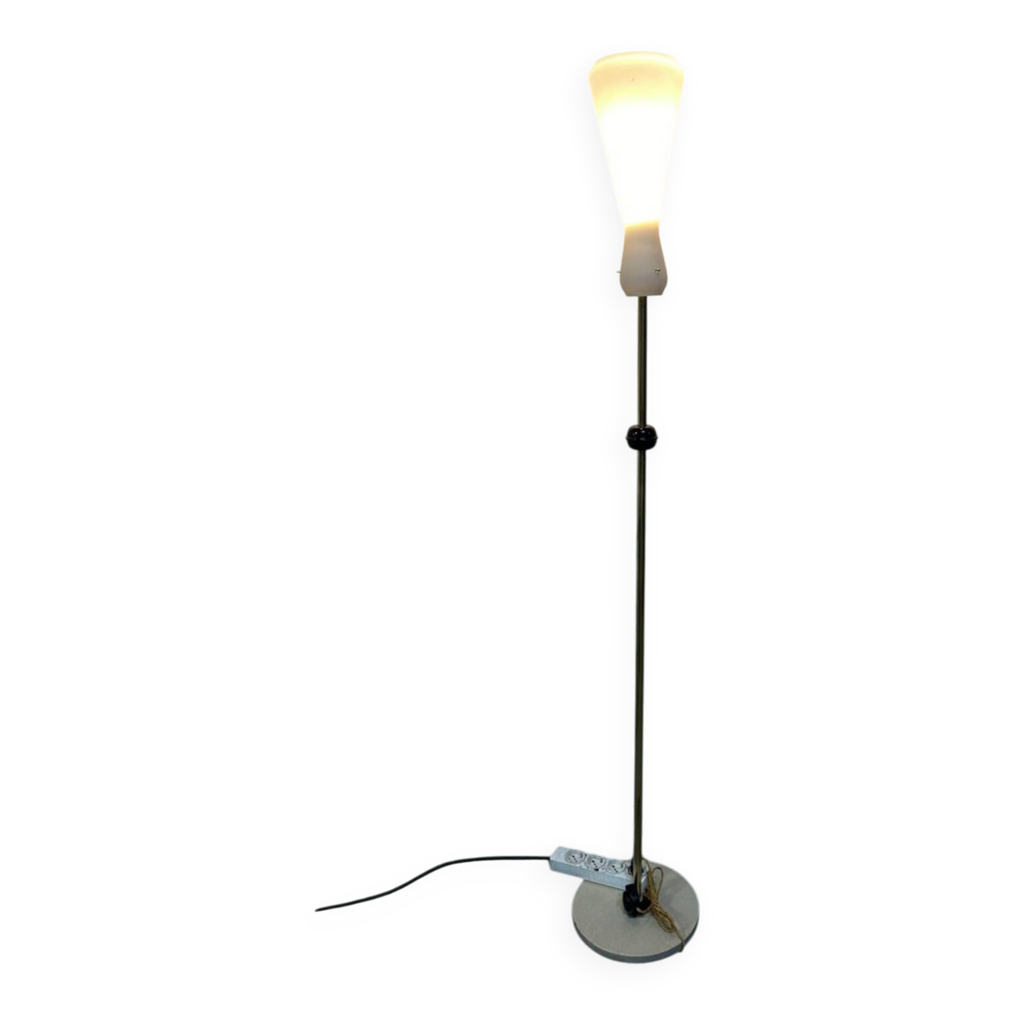 Lampada da terra in ottone e vetro