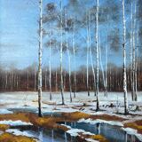 Tableau HSP "Paysage hivernal" monogrammé + cadre
