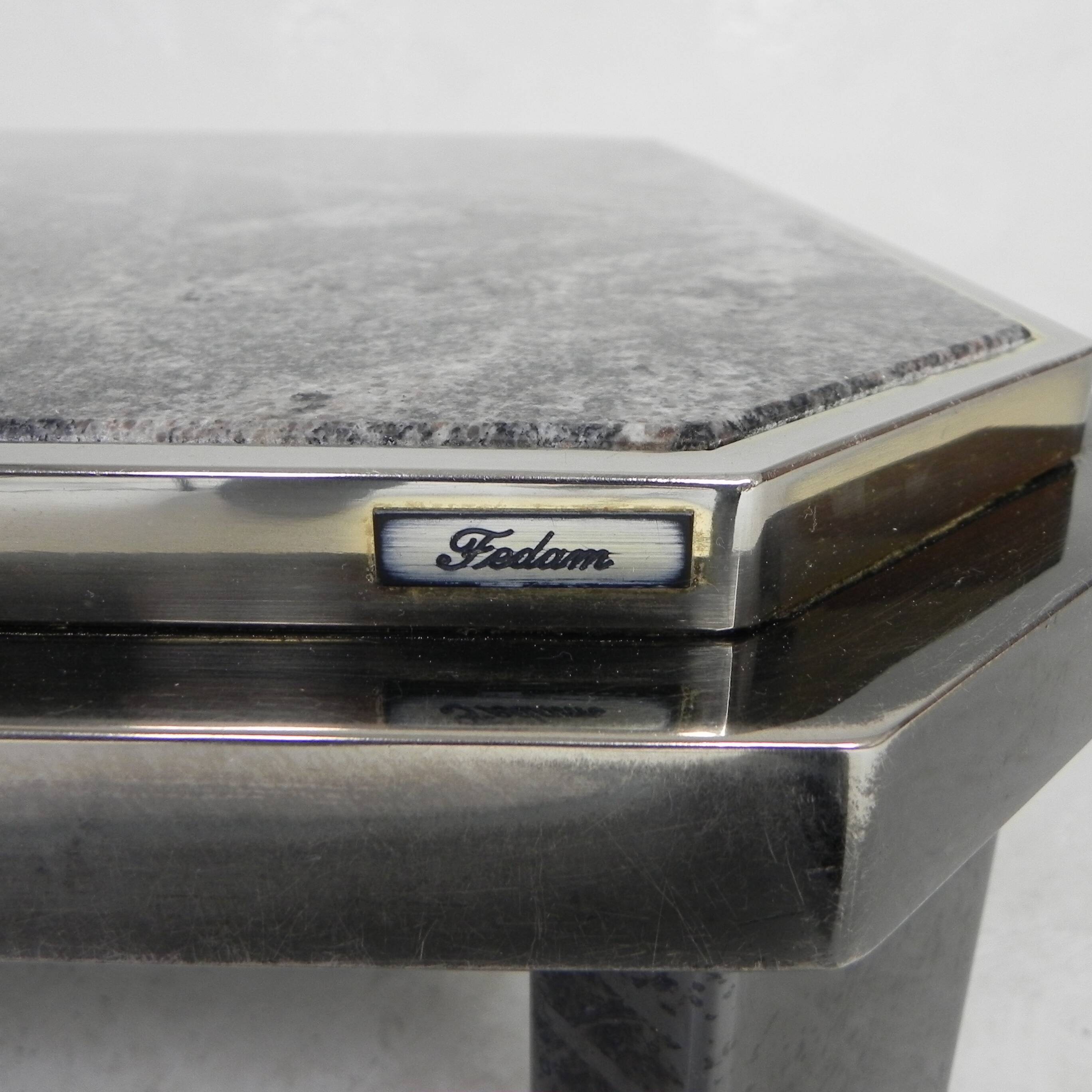 Fedam coffee table, hollywood regency, marble in steel frame