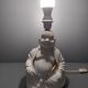 Seated Buddha lamp base ~ glazed and gold white ceramic ~ 80s