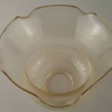 Set of 3 Vintage Glass Bell Shades In Smoked Amber Glass Scroll Motif  5596