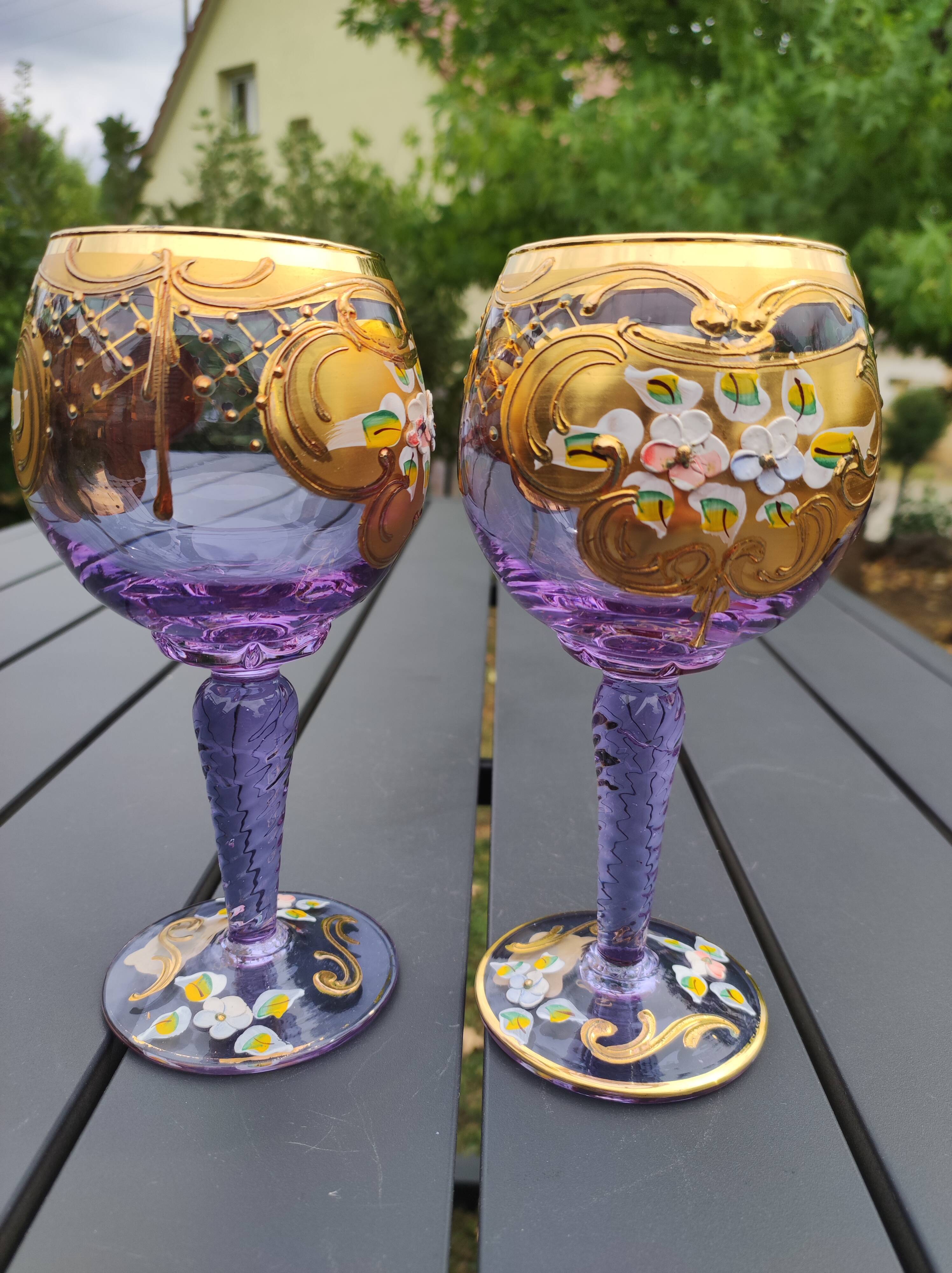 Set of 2 Trefuochi Foot Deco glasses shaped ball from Murano/Italy