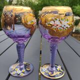 Set of 2 Trefuochi Foot Deco glasses shaped ball from Murano/Italy