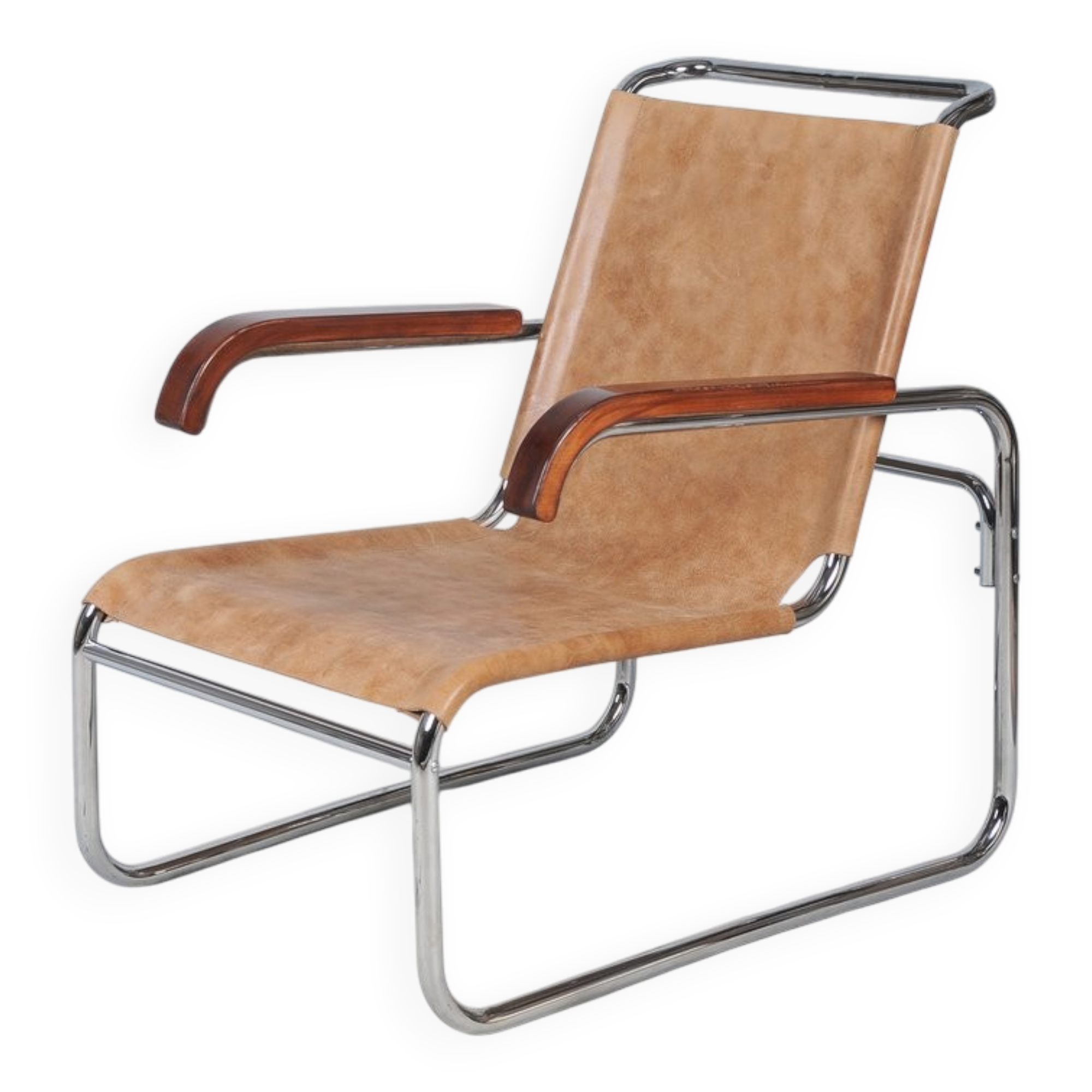 Fauteuil en chrome Bauhaus tchèque attribué à M. Breuer pour Thonet, années 1920.