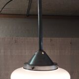 Metal Bauhaus suspension with opaline globe - mid 20th century.