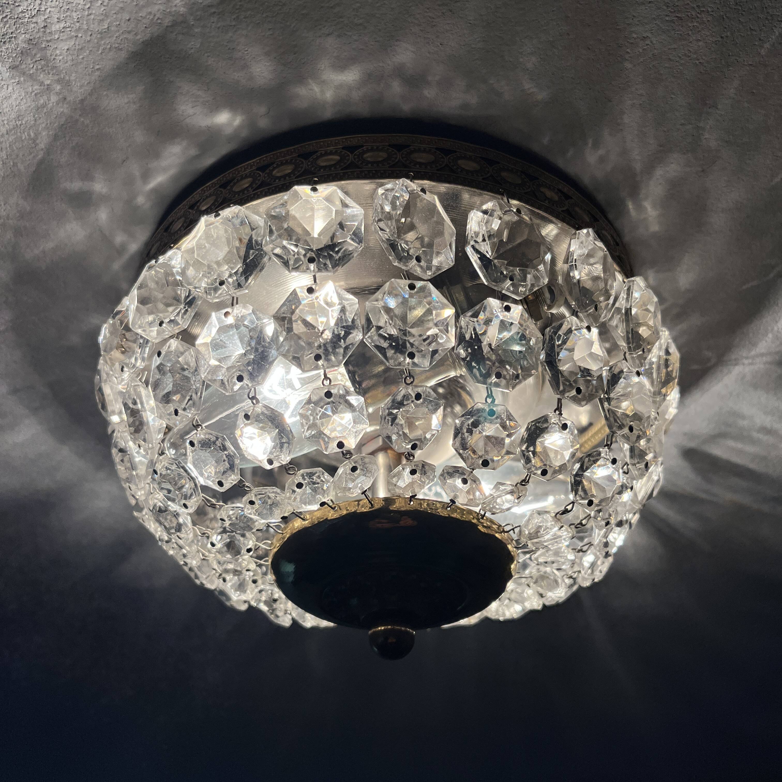 Basket ceiling light with tassels 2 lights golden brass Deknudt