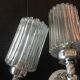Pair of torch  in glass and chrome metal / vintage 70s wall light