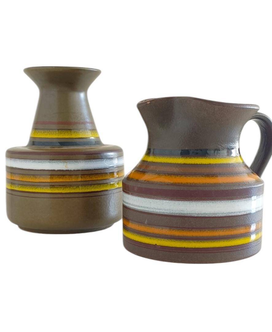 Bitossi Ceramic Vase and Pitcher Set by Aldo Londi, Handmade in Italy