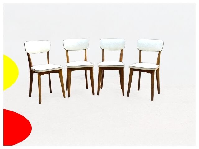 Vintage chairs 50s/60s skai and light beech