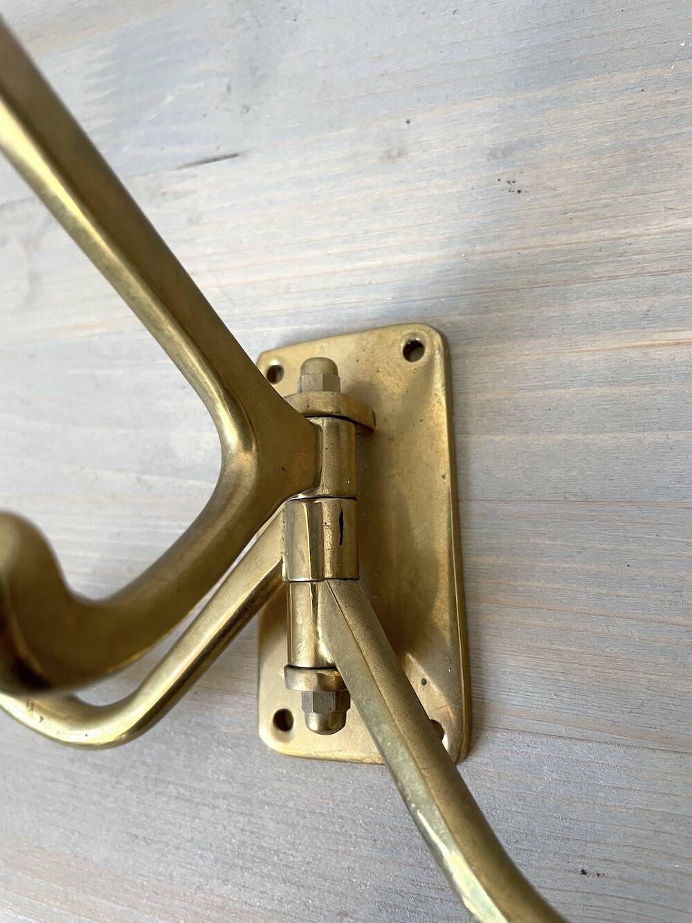 Art Deco Brass Coat Rack with 4 Hooks