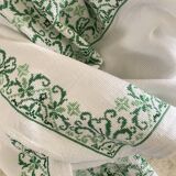 Large tablecloth and its 10 old napkins embroidered with cross stitch - 210x120 - cotton