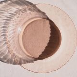 Set of two pink glass plates, Arcoroc France